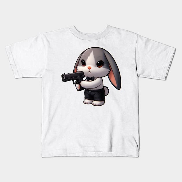 Tactical Bunny Kids T-Shirt by Rawlifegraphic